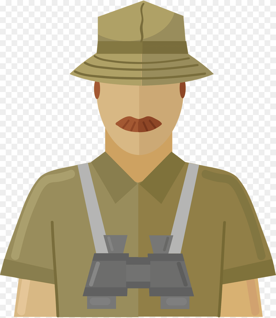 Safari Guide Clipart, Sun Hat, Person, Man, Male Png