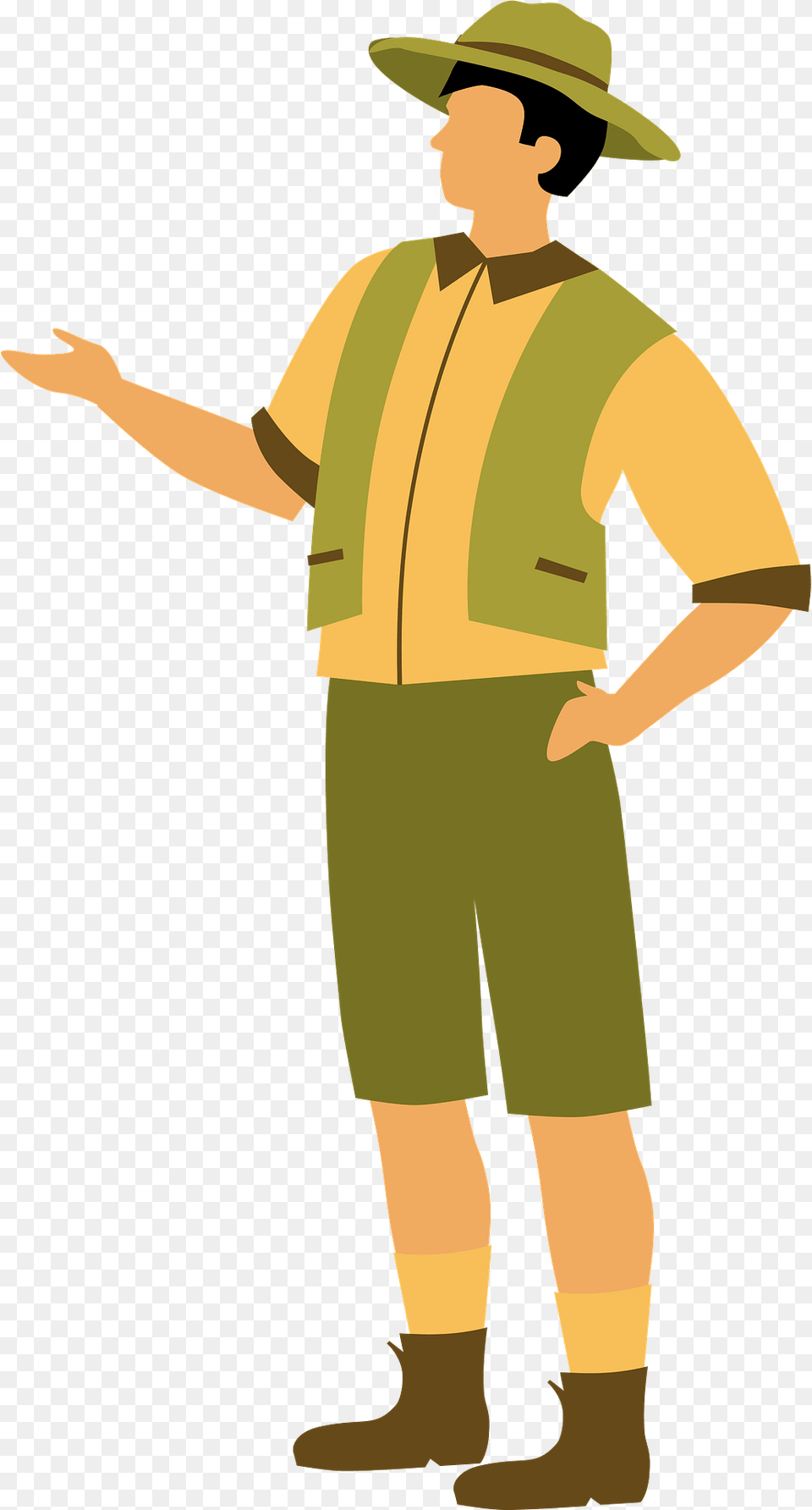 Safari Guide Clipart, Shorts, Clothing, Hat, Person Png