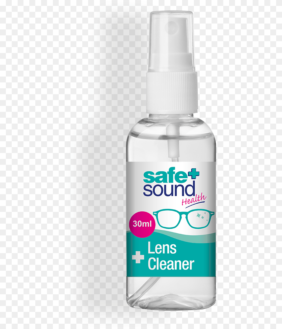 Safe And Sound Health Lens And Glasses Cleaning Spray, Bottle, Cosmetics, Perfume, Lotion Png Image