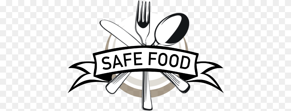 Safe Food Logo Banner Clip Art, Cutlery, Fork, Spoon Png Image