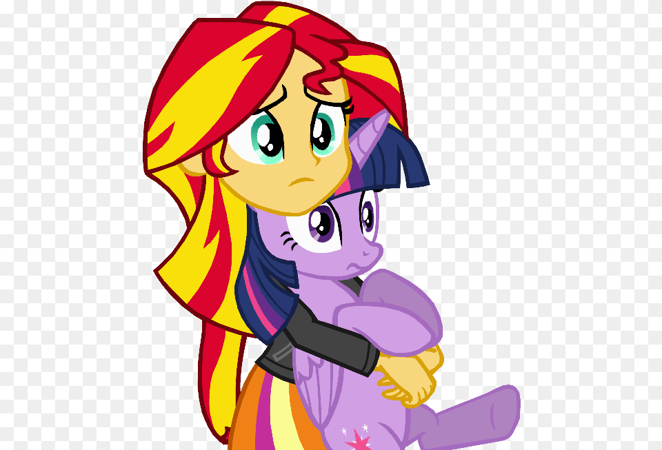 Safe Twilightsparkle Princesstwi Sunset Shimmer Holding Pony, Book, Comics, Publication, Baby Free Transparent Png