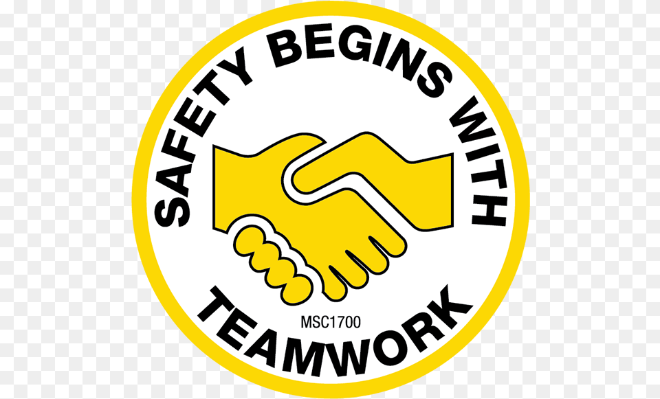 Safety Begins With Teamwork Hard Hat Emblem Circle, Body Part, Hand, Person, Handshake Free Png Download