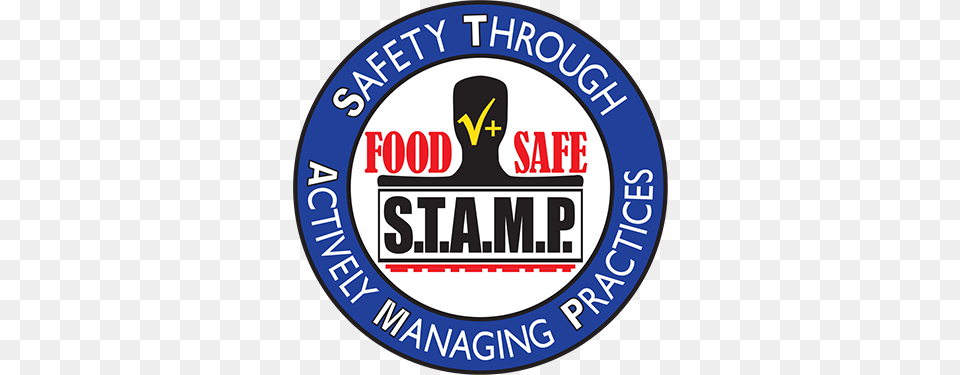 Safety Through Actively Managing Practices Food Safe Stamp Program, Logo, Emblem, Symbol, Disk Png Image