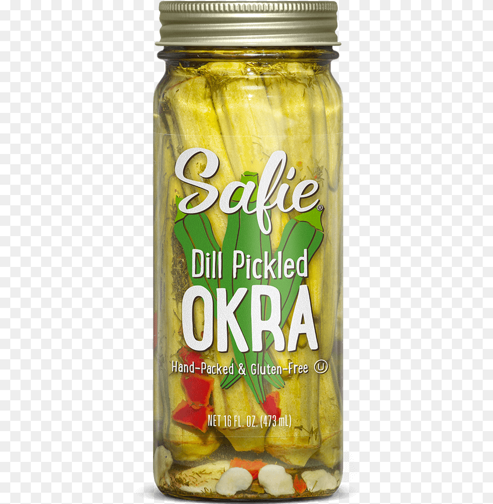 Safie Dill Pickled Okra 16 Fl Oz Pickled Cucumber, Food, Relish, Pickle, Jar Png