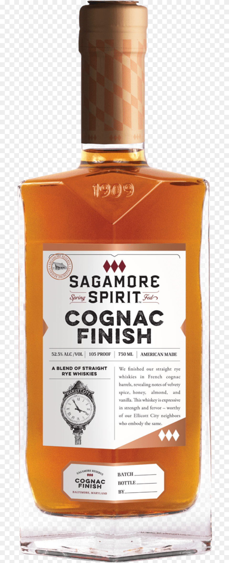 Sagamore Spirit Cognac Finish, Alcohol, Beverage, Liquor, Bottle Free Png Download