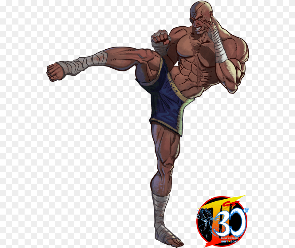 Sagat By Androsm Sagat Street Fighter Kick, Adult, Person, Man, Male Free Transparent Png