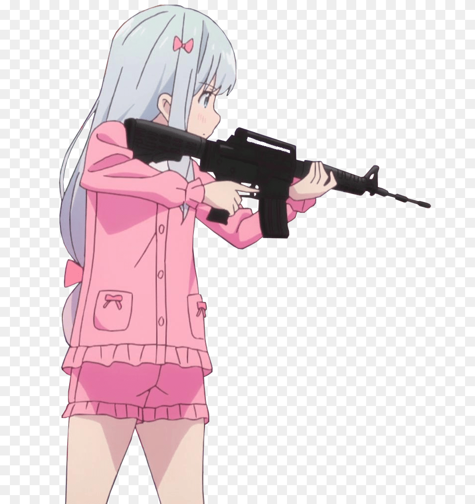 Sagiri From Eromanga Sensei Transparent Background I Anime Girl With Gun Meme, Adult, Person, Woman, Female Free Png