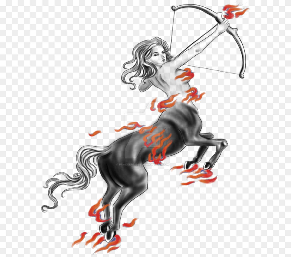 Sagittarius Drawing Design Vector Black And White Library Female Sagittarius Tattoos Ideas, Animal, Bird, Flying, Person Free Png Download