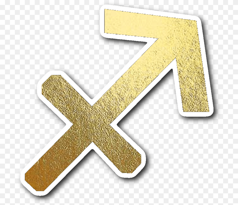 Sagittarius Gold Sign Vinyl Sticker Sagittarius Symbol Gold, Cross, Text Free Png Download