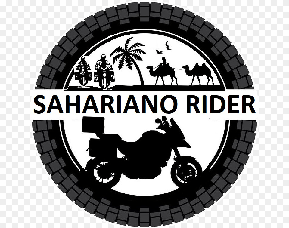 Sahariano Rider Moto Off Road Silhouette, Sticker, Logo, Wheel, Person Free Transparent Png