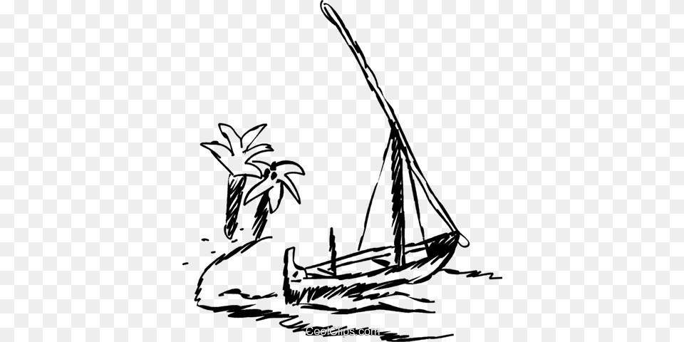 Sailboat Beached On A Tropical Island Royalty Free Vector Clip Art, Boat, Transportation, Vehicle, Watercraft Png Image