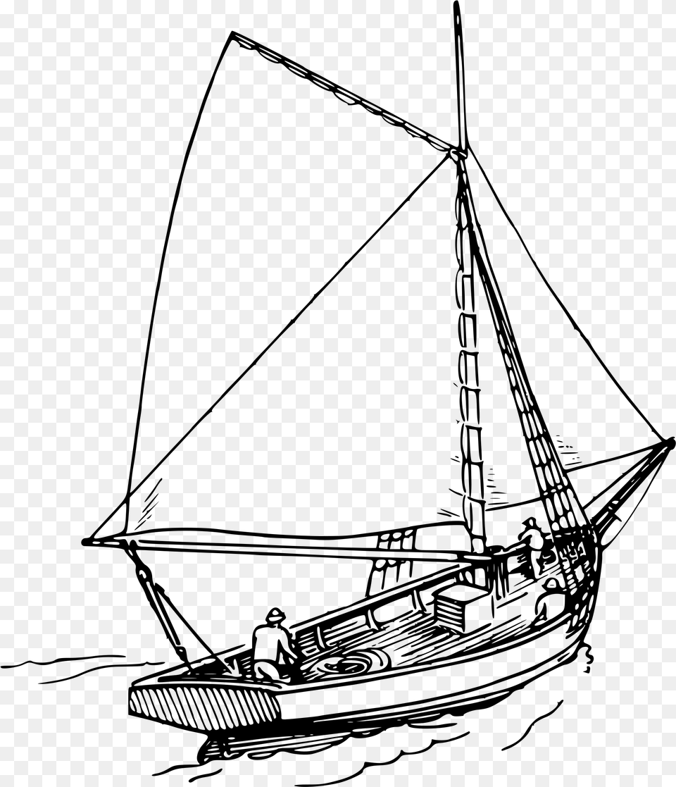 Sailboat Drawing Boat In Ocean Drawing, Gray Free Transparent Png