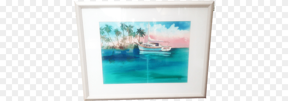 Sailboat In Tropics Watercolor Painting, Art, Vehicle, Transportation, Boat Free Transparent Png