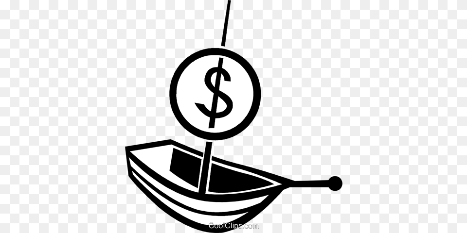 Sailboat With A Dollar Sign Flag Royalty Free Vector Clip Art, Boat, Transportation, Vehicle, Dinghy Png