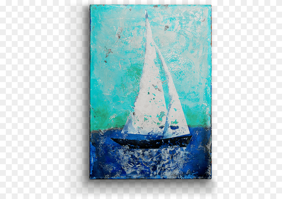 Sailboat With Blue Background Box Art Sail, Vehicle, Boat, Transportation, Painting Free Png Download
