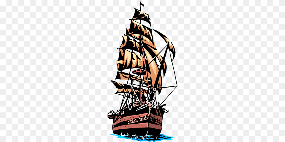 Sailing Ship Royalty Vector Clip Art Illustration, Boat, Sailboat, Transportation, Vehicle Png Image