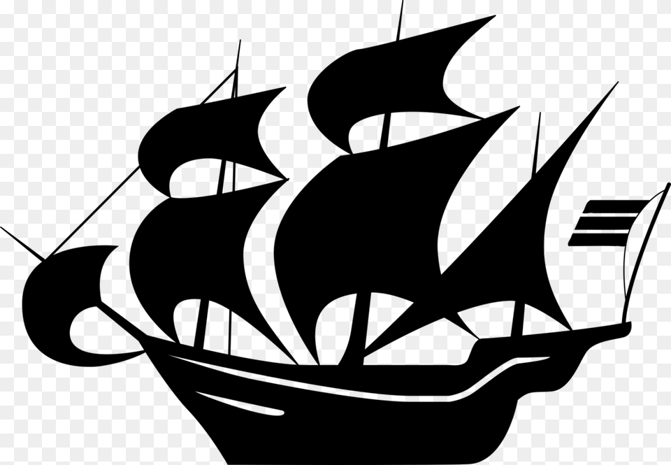 Sailing Ship Sailboat, Gray Png