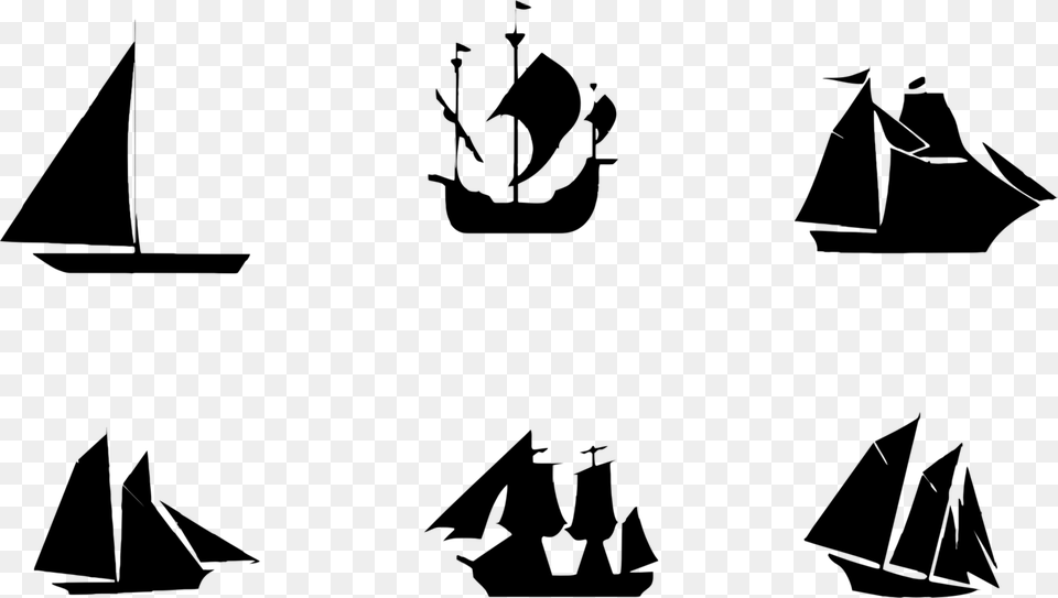 Sailing Ship Sailboat Silhouette, Gray Free Transparent Png