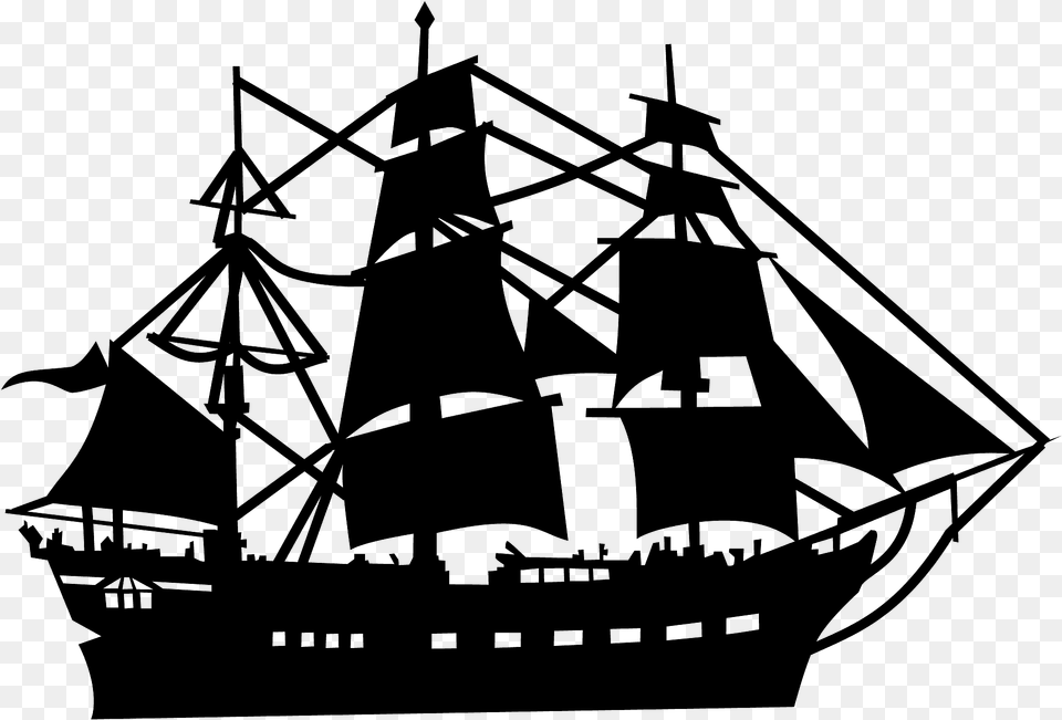 Sailing Ship Silhouette, Boat, Sailboat, Transportation, Vehicle Png Image