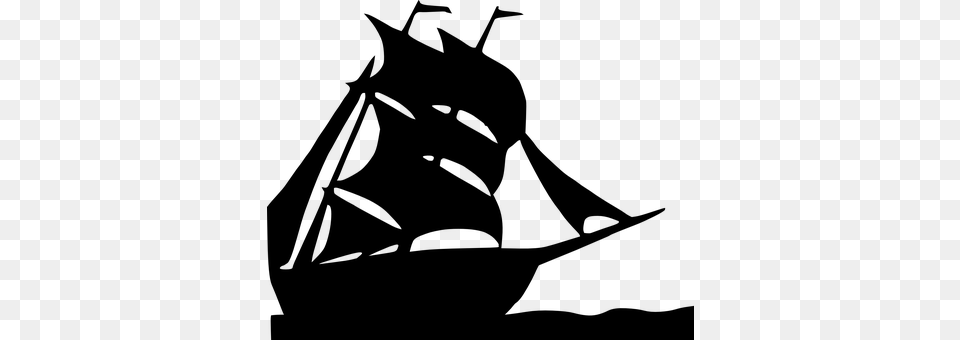 Sailing Ship Transportation Old Silhouette Boat Silhouette, Gray Free Png