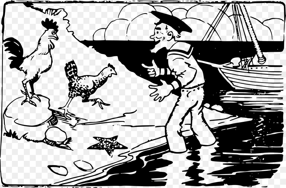 Sailor And Chickens Clip Arts Gambar Kartun Pelaut Keren, Gray Free Transparent Png