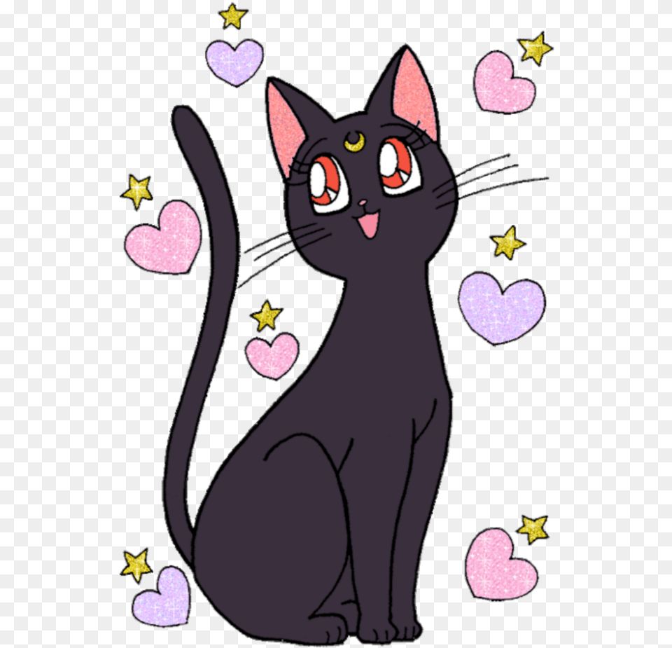 Sailor Chibi Moon Luna Sailor Moon Sticker, Animal, Cat, Mammal, Pet Free Transparent Png