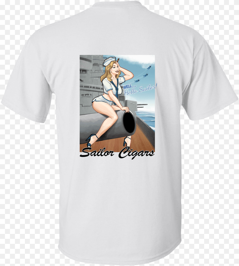 Sailor Cigars Ultra Cotton T Shirt Battleship Pinup T Shirt, Clothing, T-shirt, Adult, Female Free Png
