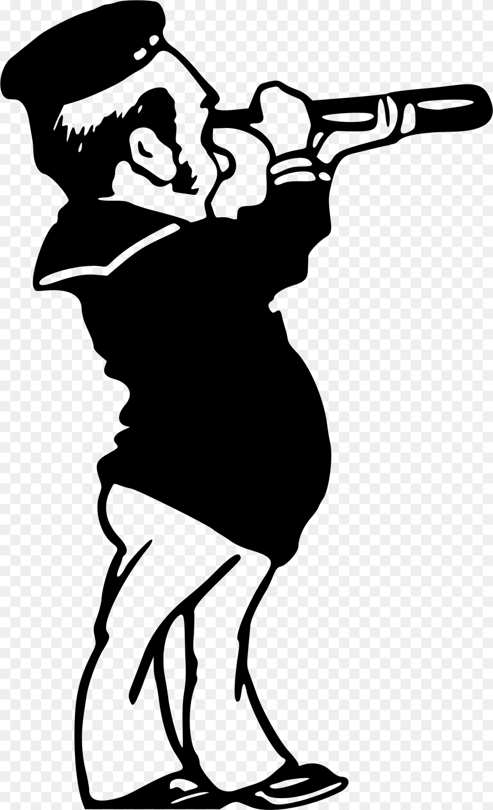 Sailor Clipart Black And White Looking Through Telescope Bw Clipart, Gray Free Png