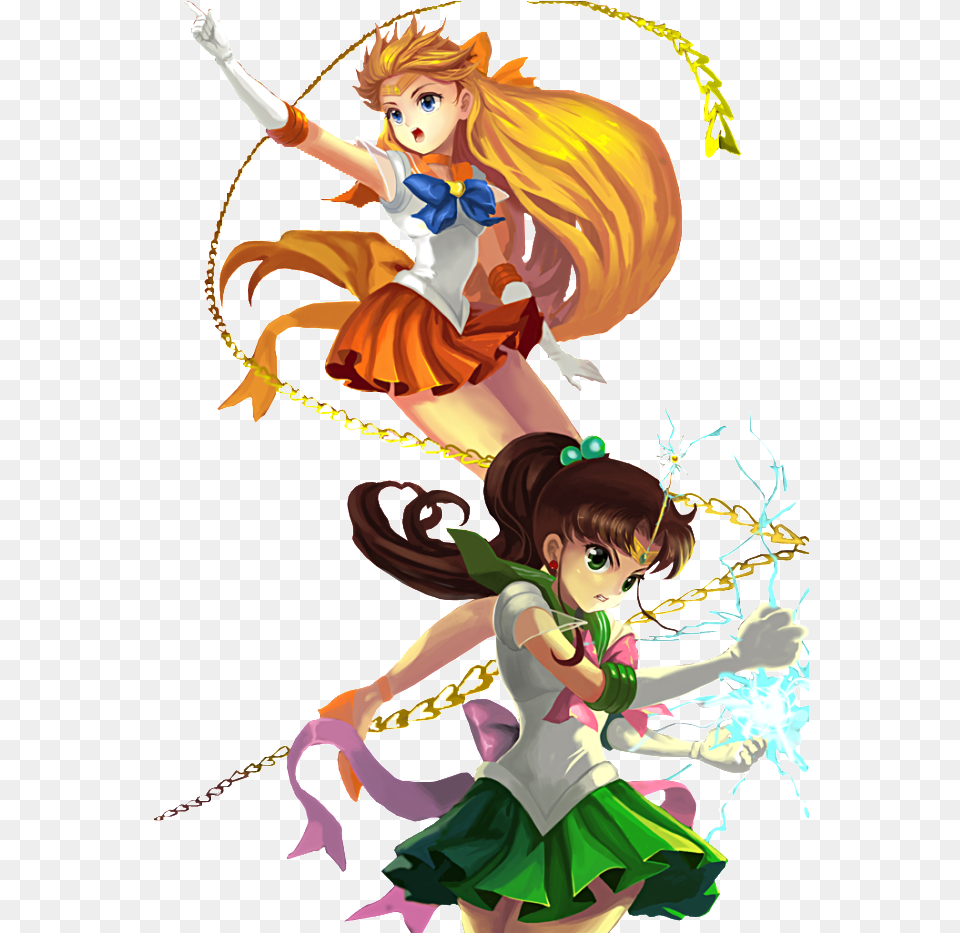 Sailor Jupiter And Venus Cartoon, Book, Comics, Publication, Baby Free Png Download