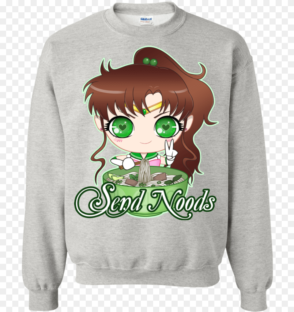 Sailor Jupiter Send Noods Crewneck Sweater Spirit Riding T Shirt, Sweatshirt, Knitwear, Hoodie, Clothing Free Png