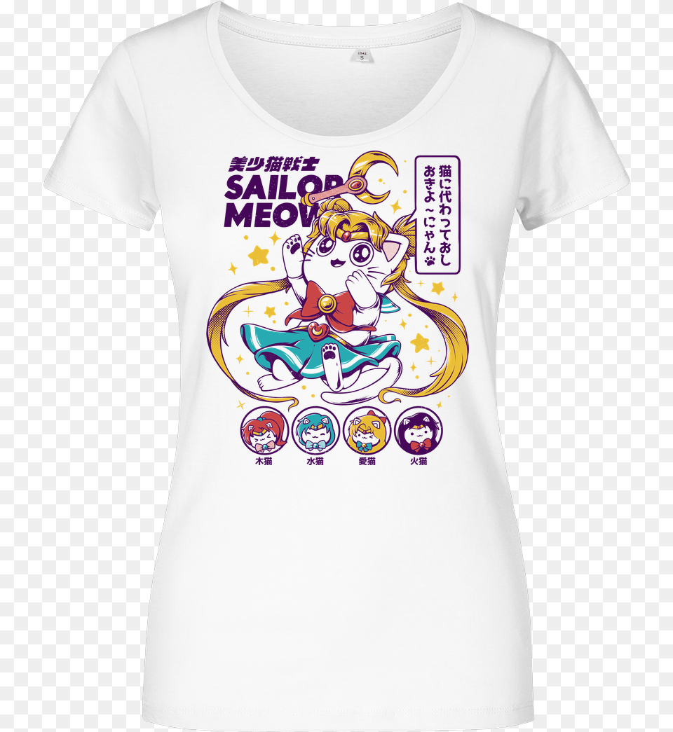 Sailor Meow, Clothing, T-shirt, Shirt, Person Png Image