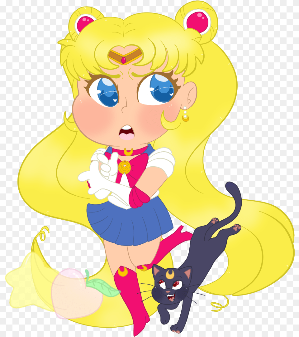 Sailor Moon And Luna Chibi Cartoon, Baby, Person, Head, Face Png