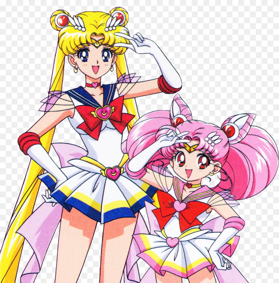 Sailor Moon And Sailor Chibi Moon, Publication, Book, Comics, Adult Free Png