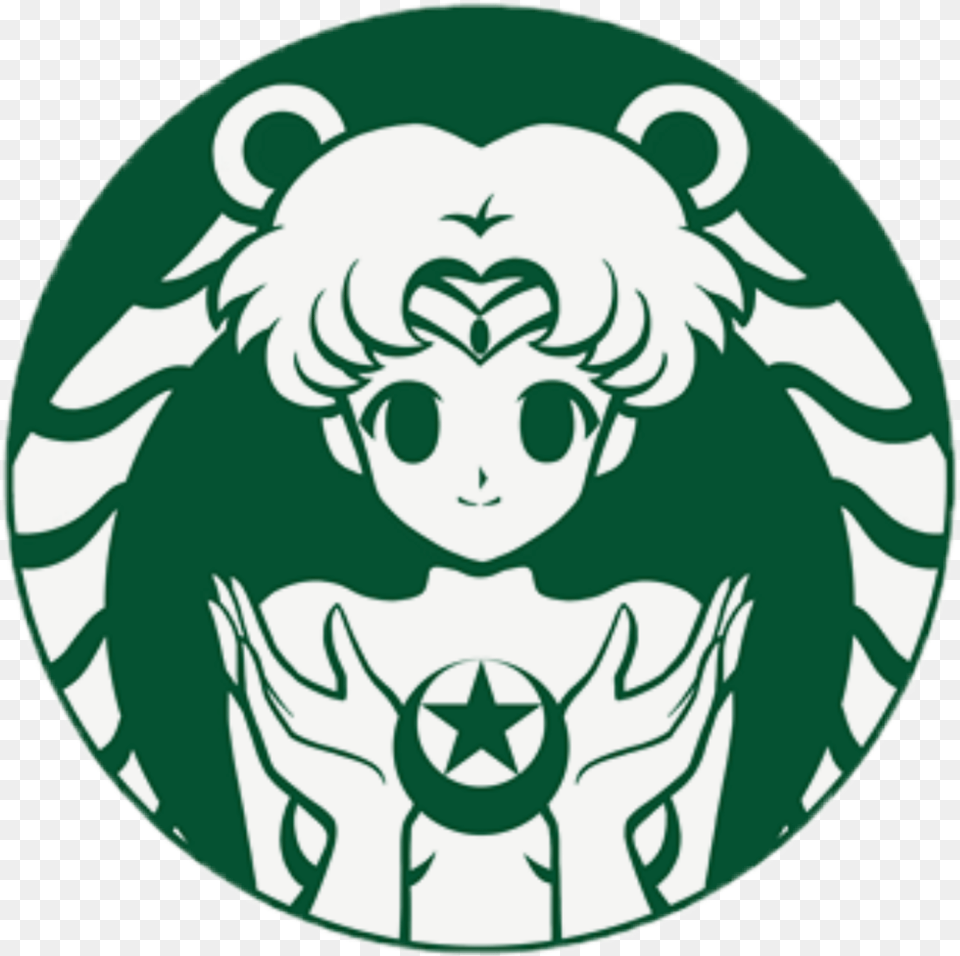 Sailor Moon Coffe Sticker Sailor Moon Starbucks Logo, Face, Head, Person, Baby Free Transparent Png