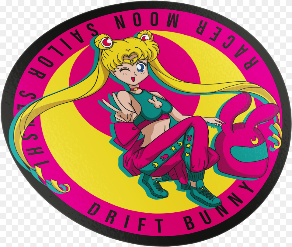 Sailor Moon Drift Bunny Suit Circle Fictional Character, Logo, Baby, Person, Symbol Png Image