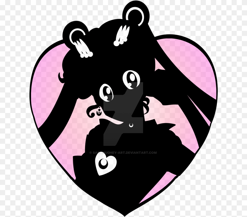 Sailor Moon Heart Silhouette By Sarahughey Sailor Moon Silhouette Transparent, Art, Graphics, Stencil Png Image