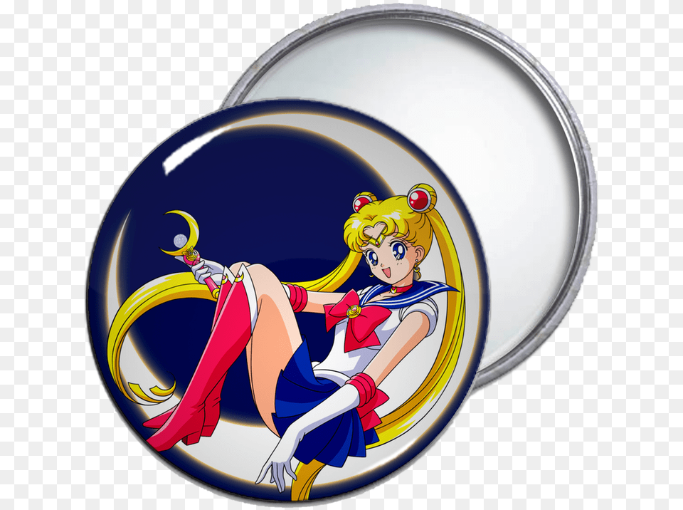 Sailor Moon With Pocket Mirror Camiseta Negra Sailor Moon, Book, Comics, Publication, Baby Free Transparent Png