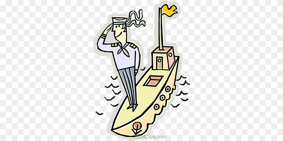 Sailor Saluting On A Ship Royalty Vector Clip Art, Transportation, Vehicle, Person, Face Free Png