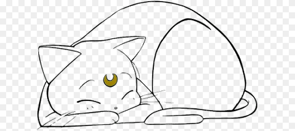 Sailormoon Anime Cat Kitty Grunge Freetoedit Sailor Moon Cat Sleeping, Animal, Mammal, Pet, Black Cat Png Image