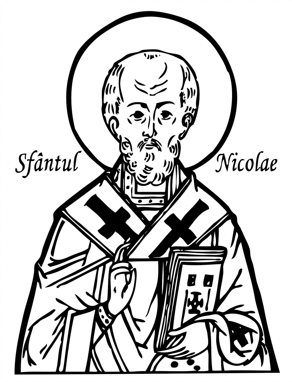 Saint 4 Saint Nicholas Black And White, Person, Book, Comics, Publication Png Image
