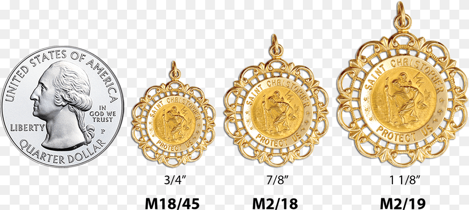 Saint Christopher Medallion In Filigree Frame Earrings, Accessories, Earring, Jewelry, Gold Free Transparent Png