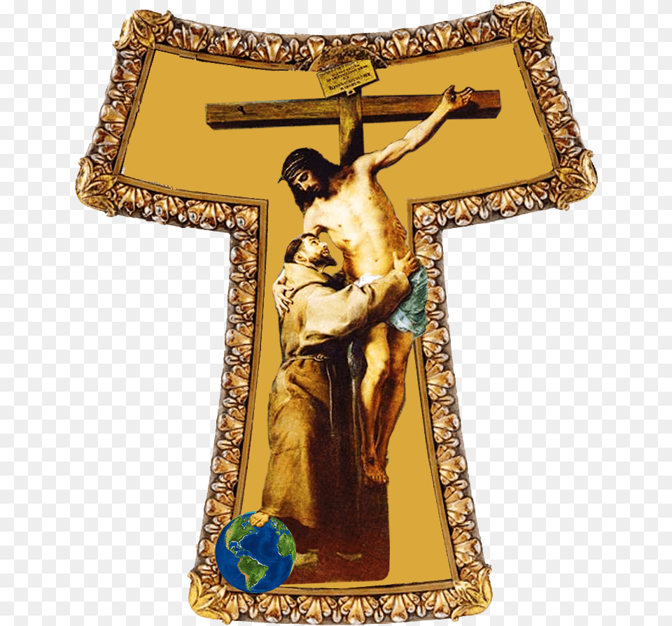 Saint Francis Of Assisi Embracing The Crucified Christ, Cross, Symbol, Adult, Male Free Transparent Png