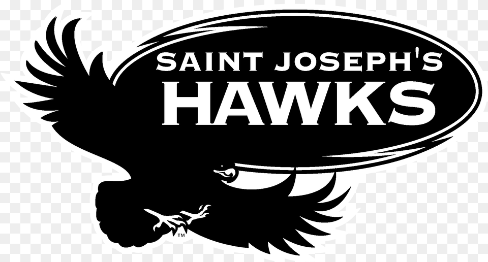 Saint Josephquots Hawks Logo Black And White Saint Joe39s Black And White Logo, Emblem, Stencil, Symbol Free Png