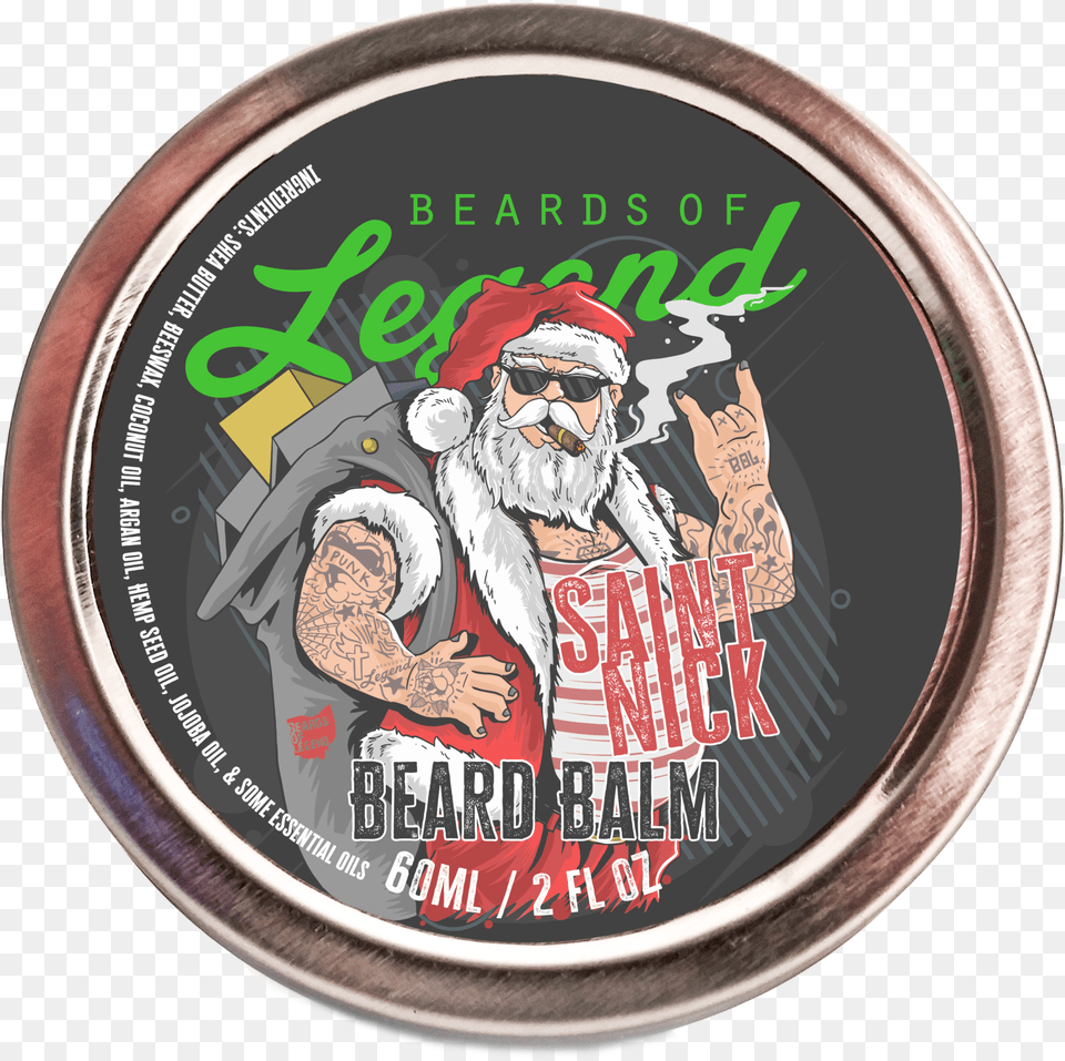 Saint Nick Beard Balm And Oil Combodata Zoom Cdn Merry Christmas Tattoo, Face, Head, Person, Adult Png Image