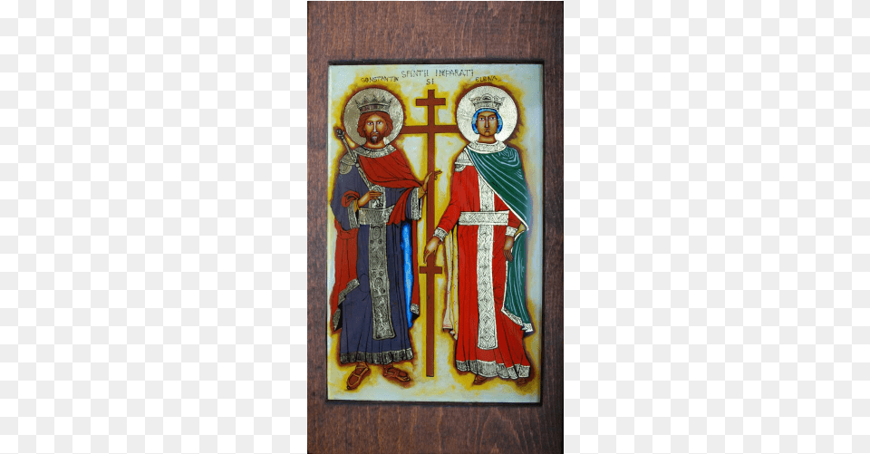 Saints Constantine And Helena Icoana Pe Sticla Sf Imparati Constantin Si Elena, Cross, Symbol, Adult, Bride Free Png