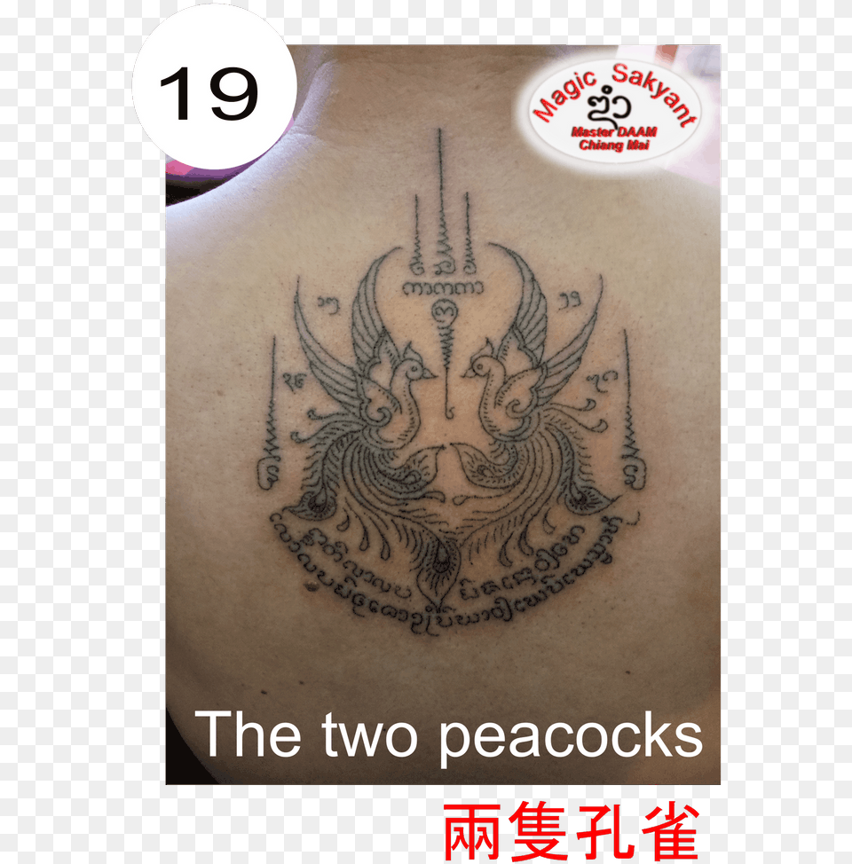 Sak Yant The Two Peacocks Tattoo, Person, Skin Png