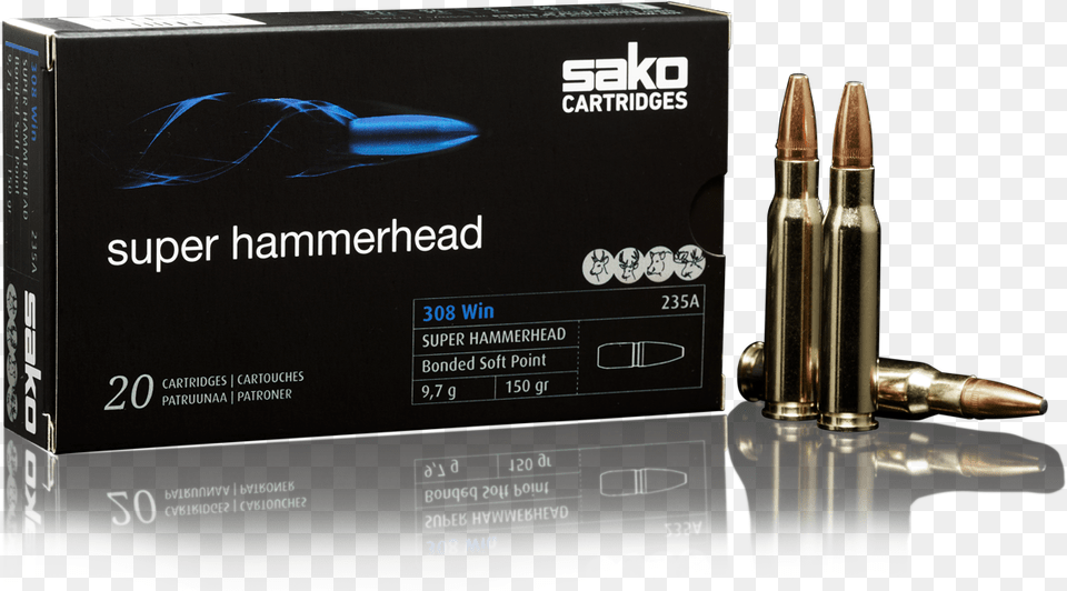 Sako 308 Win Super Hammerhead 9, Ammunition, Weapon, Bullet Free Png Download
