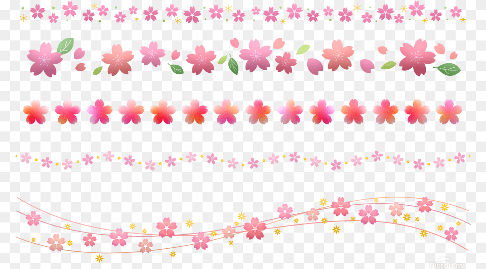 Sakura Border Cherry Blossom Print Cherry Blossom, Pattern, Art, Floral Design, Graphics Png Image