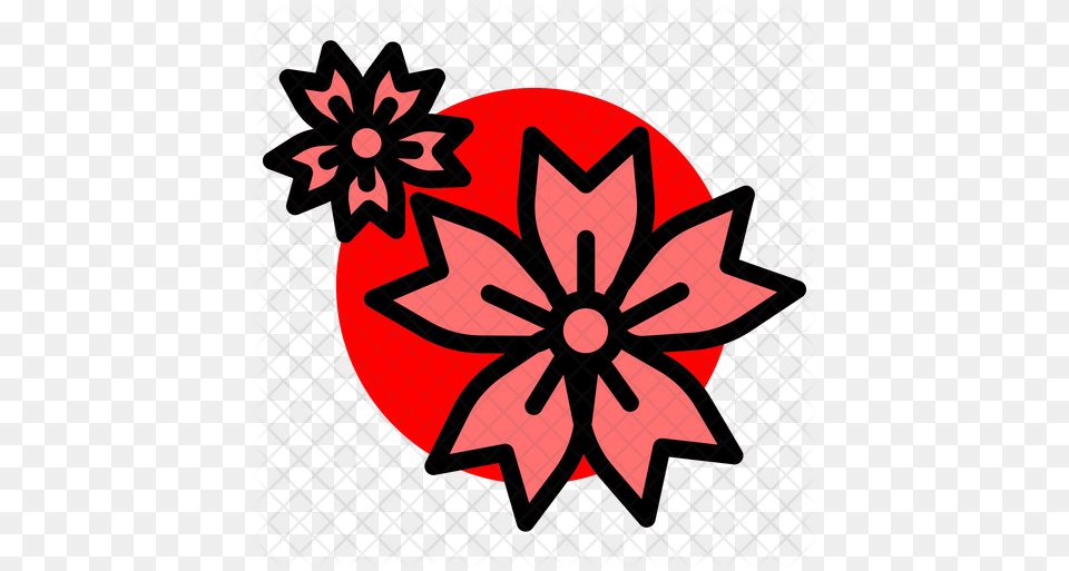 Sakura Flower Icon Of Colored Outline Decorative, Art, Floral Design, Graphics, Leaf Free Png Download