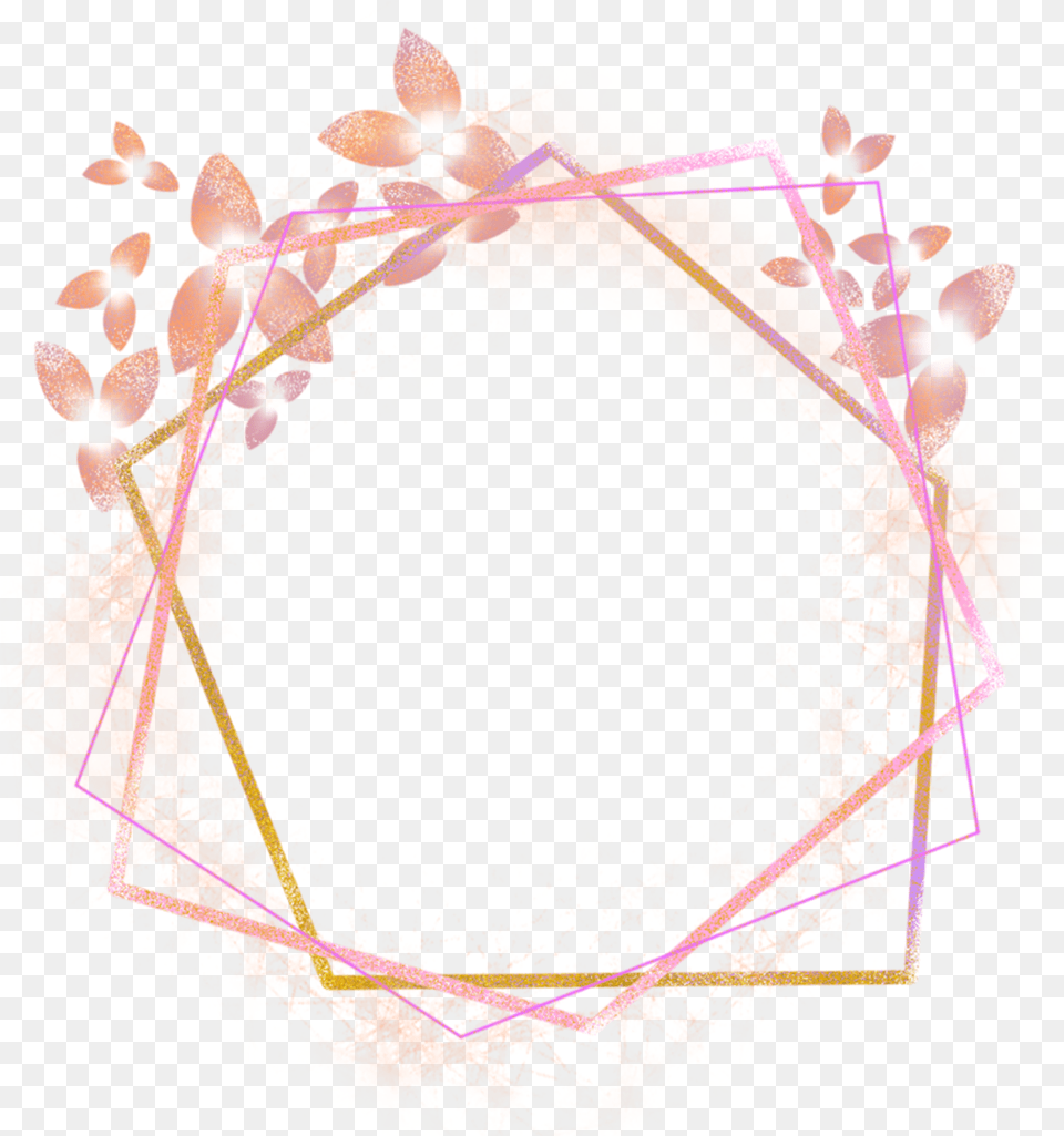 Sakura Frame Rosegold Glitter Lighting Geometric Rose Gold Geometric Border, Art, Floral Design, Graphics, Pattern Png Image
